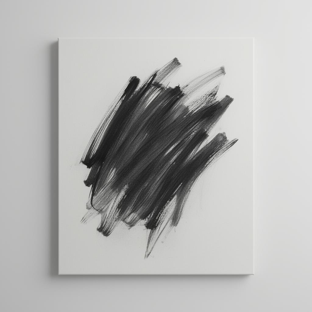 Monochrome charcoal abstract painting